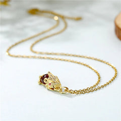 Natural Garnet Pixiu Fortune Necklace