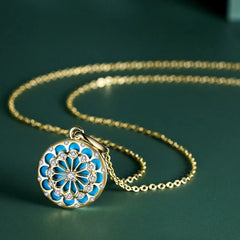 925 Sterling Silver Round Turquoise Zircon Necklace Pendant
