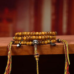 Tibetan 108 Beads Yak Bone Dzi Bead Evil-Repelling Mala