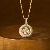 Gold Plated Copper Brass Rotatable Windmill Symbol Balance Necklace Pendant