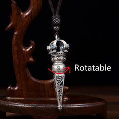 Tibetan Om Mani Padme Hum Rotatable Wisdom Necklace Pendant