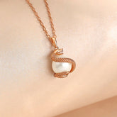 925 Sterling Silver Pearl Snake Blessing Necklace Pendant