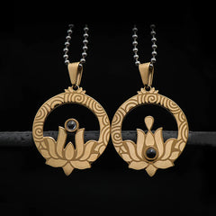Lotus Titanium Steel Enlightenment Projection Mantra Necklace Pendant