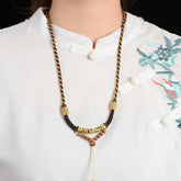 Tibetan Handmade King Kong Knot Om Mani Padme Hum Prayer Wheel String Necklace Pendant