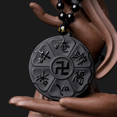 Natural Black Obsidian Spiritual Luck Necklace Pendant