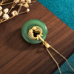 Cyan Jade Koi Fish Luck Necklace Pendant