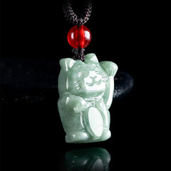 Lucky Cat Jade Abundance Necklace Pendant