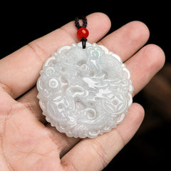 White Jade Dragon Protection Necklace Pendant