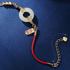 925 Sterling Silver Natural Jade Gourd Peace Buckle Zircon Luck Bracelet Necklace Pendant Earrings