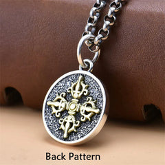 925 Sterling Silver Green Double Dorje Vajra Protection Necklace Pendant