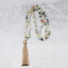 108 Amazonite Beads Tassel Mala Bracelet