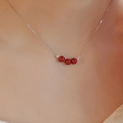 925 Sterling Silver Cinnabar Bead Calm Blessing Necklace Pendant