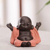 Always Smiling Purple Clay Laughing Buddha Statue Decoration