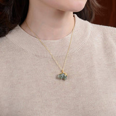 925 Sterling Silver Jade Elephant Blessing Fortune Necklace Pendant