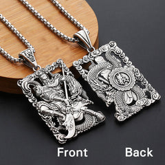 Guan Gong Dragon Auspicious Clouds Wealth Necklace Pendant