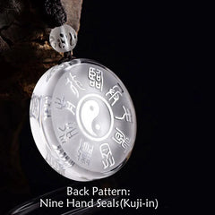 Renbeads Taoism Five Sacred Mountains Yin Yang Symbol Liuli Crystal Balance Necklace Pendant Key Chain