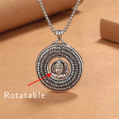 Heart Sutra Buddha Carved Peace Buckle Design Rotatable Necklace Pendant