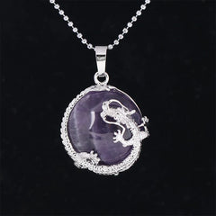 Chinese Dragon Natural Quartz Crystal Healing Necklace Pendant