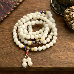 108 Mala Beads Natural Golden Silk Jade Wealth Luck Bracelet