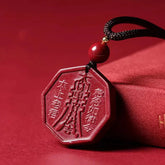 Natural Cinnabar Bagua Symbol Necklace Pendant