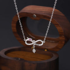 999 Sterling Silver Year of the Dragon Endless Knot Tail Charm Necklace Pendant