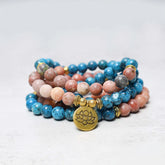 108 Mala Beads Apatite Red Stone Lotus Meditation Prayer Bead Bracelet