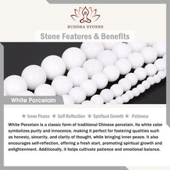 108 Mala Beads White Porcelain Six True Words 'Om Mani Padme Hum' Patience Bracelet