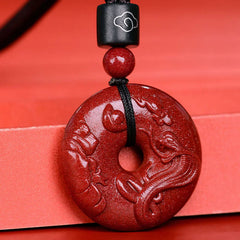 Chinese Zodiac Cinnabar Peace Buckle Necklace Pendant