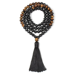 Renbeads Black Onyx Tiger Eye Fortune Bracelet Tassel Necklace Pendant