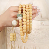 Natural Bodhi Seed Lotus Dzi Bead Peace Harmony Charm Bracelet