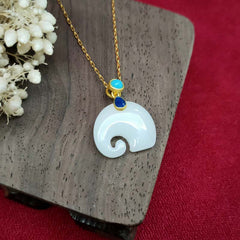 White Jade Elephant Luck Necklace Pendant