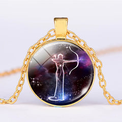 12 Zodiac Constellations Moon Starry Sky Protection Blessing Necklace Pendant
