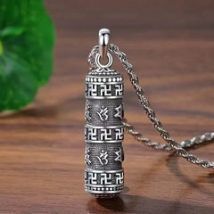 Om Mani Padme Hum Swastika Twisted Chain Wisdom Necklace Pendant