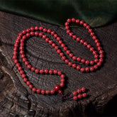 108 Mala Beads Cinnabar Om Mani Padme Hum Pattern Engraved Blessing Bracelet