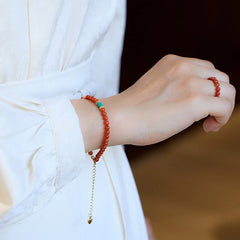 Renbeads 925 Sterling Silver Plated Gold Natural Red Agate Turquoise Confidence Bracelet Necklace Pendant Ring Set