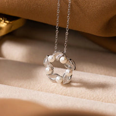 Renbeads 925 Sterling Silver Pearl Leaf Design Healing Wisdom Necklace Pendant Ring Earrings Set