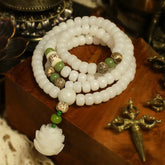 White Jade Bodhi Lotus Mala Harmony Jewelry