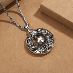 Renbeads Double Dragon Playing Bead Copper Protection Necklace Pendant