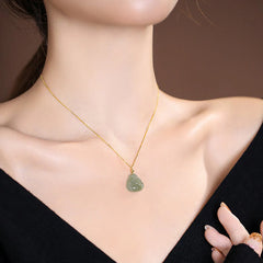 925 Sterling Silver Natural Cyan Hetian Jade Luck Laughing Buddha Butterfly Necklace Pendant