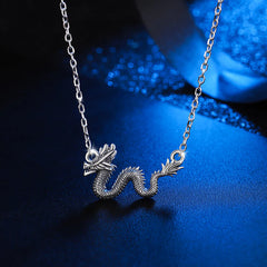 Renbeads 925 Sterling Silver Year Of The Dragon Auspicious Dragon Protection Chain Necklace Pendant