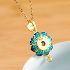 925 Sterling Silver Tibet Lotus Prayer Wheel Red Agate Necklace Pendant