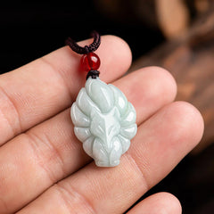 Natural Jade Nine-Tailed Fox Luck and Prosperity Necklace Pendant