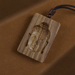 Green Sandalwood Buddha Symbol Positive Necklace Pendant