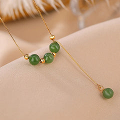 925 Sterling Silver Cyan Jade Beads Healing Necklace Pendant