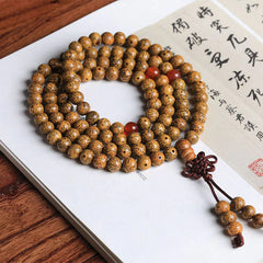 108 Mala Beads Bodhi Seed Red Agate Auspiciousness Bracelet