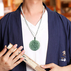 Chinese Zodiac Dragon Jade Fortune Necklace Pendant