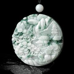 Renbeads Mountain Landscape Jade Abundance String Necklace