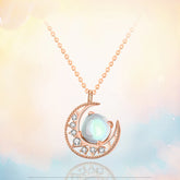 925 Sterling Silver Moonstone Moon Pattern Love Necklace Pendant