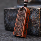 Lightning Struck Jujube Wood Taoist Five Thunder Order Luck Protection Necklace Pendant