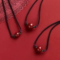 Cinnabar Bead Blessing String Necklace Pendant